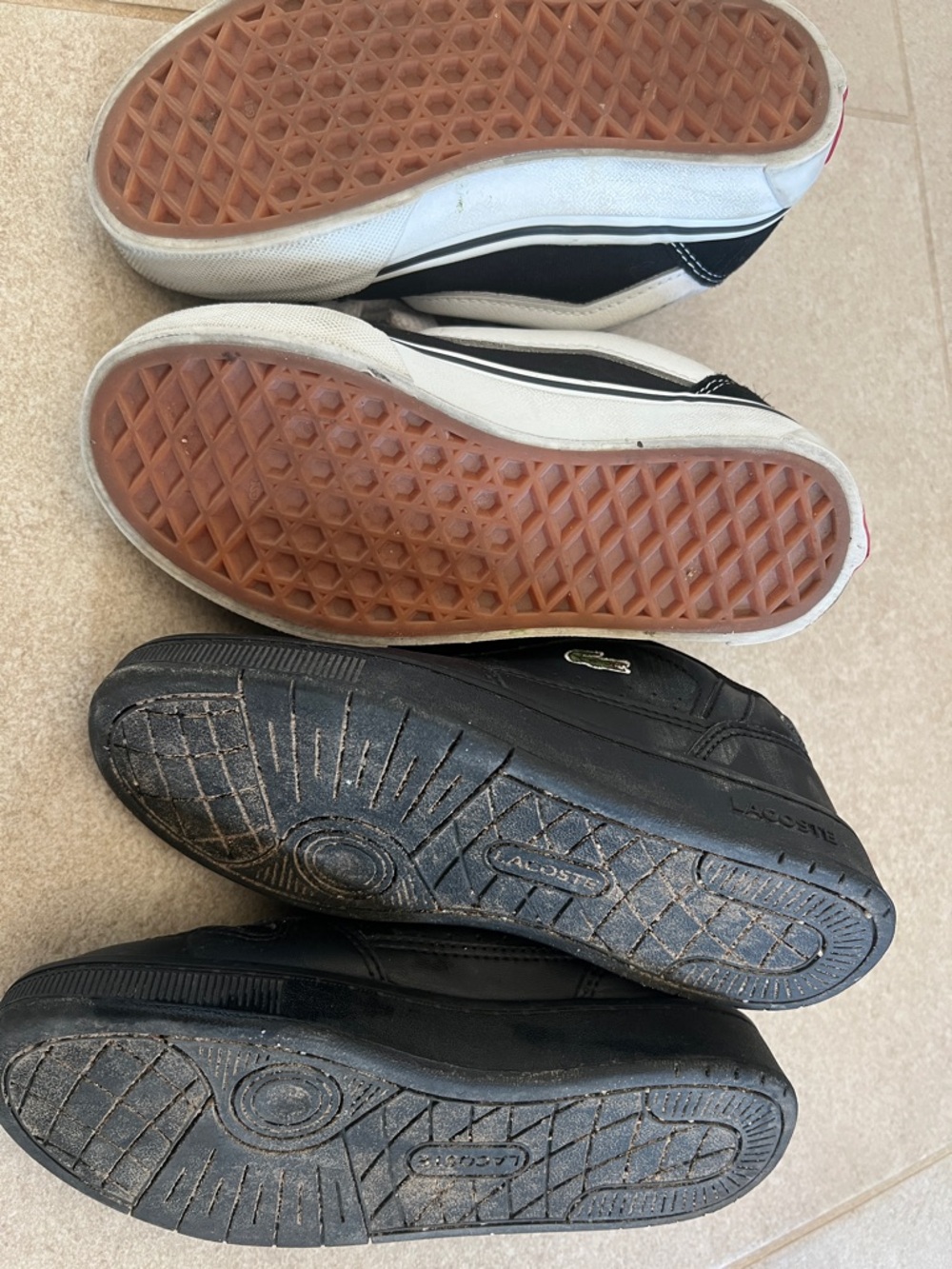 Black Lacoste Sneakers & Black/White Vans-Style Low Tops - Picture 10 of 11